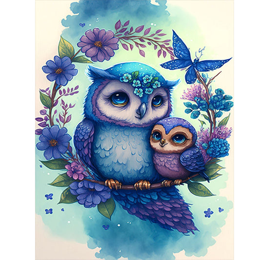 Owl - Full Round Drill Diamond Painting 30*40CM