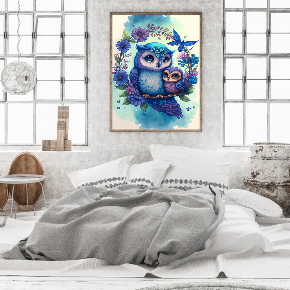 Owl - Full Round Drill Diamond Painting 30*40CM