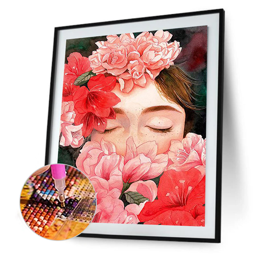 Flower Girl - Full Square Drill Diamond Painting 30*40CM