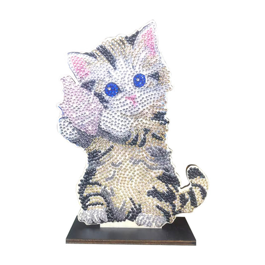 DIY Crystal Diamond Ornament Art Blue Cat