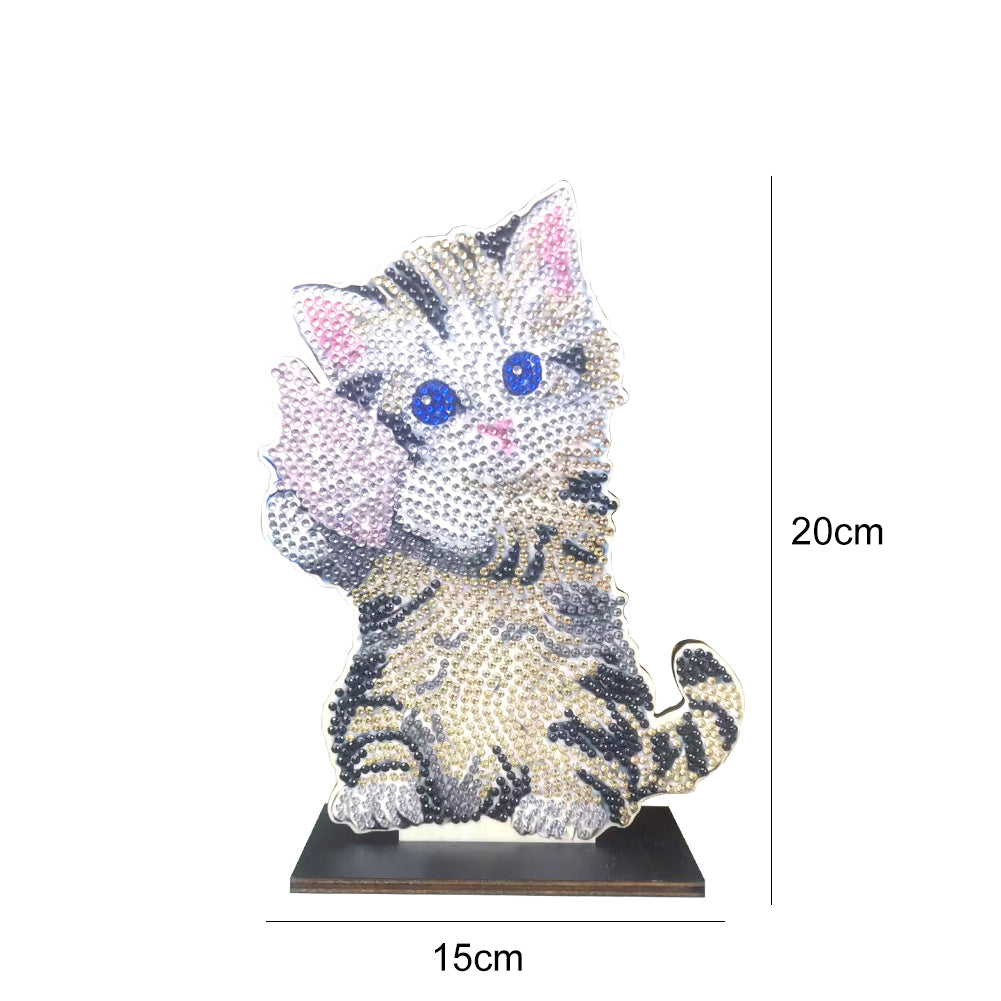 DIY Crystal Diamond Ornament Art Blue Cat