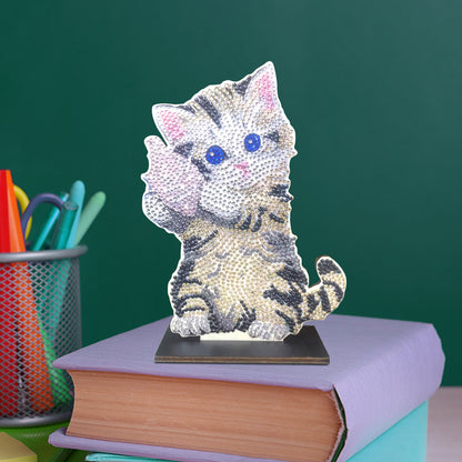 DIY Crystal Diamond Ornament Art Blue Cat