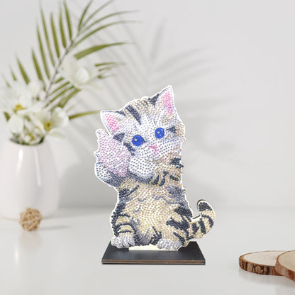 DIY Crystal Diamond Ornament Art Blue Cat
