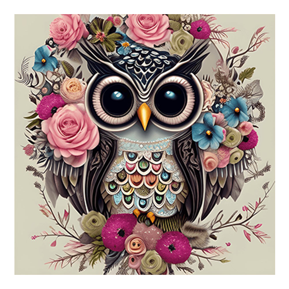 Owl - Full Round Drill Diamond Painting 30*30CM