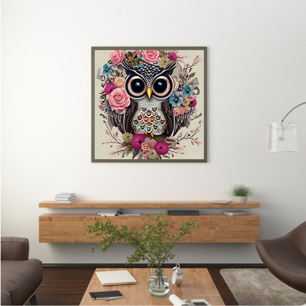 Owl - Full Round Drill Diamond Painting 30*30CM