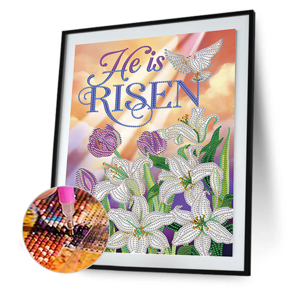 Easter Dove Lily - Special Shaped Drill Diamond Painting 30*40CM