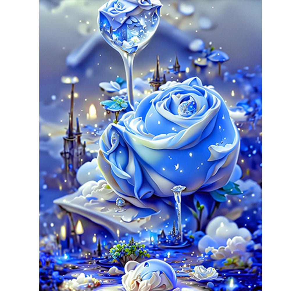 Blue Rose Fantasy - Full Round Drill Diamond Painting 30*40CM