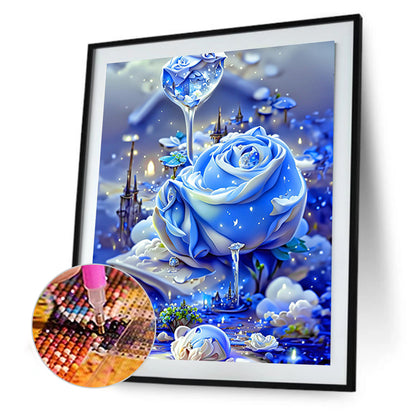 Blue Rose Fantasy - Full Round Drill Diamond Painting 30*40CM