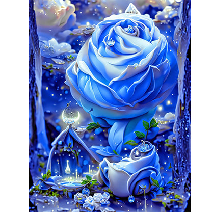 Blue Rose Fantasy - Full Round Drill Diamond Painting 30*40CM