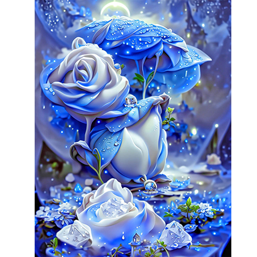 Blue Rose Fantasy - Full Round Drill Diamond Painting 30*40CM