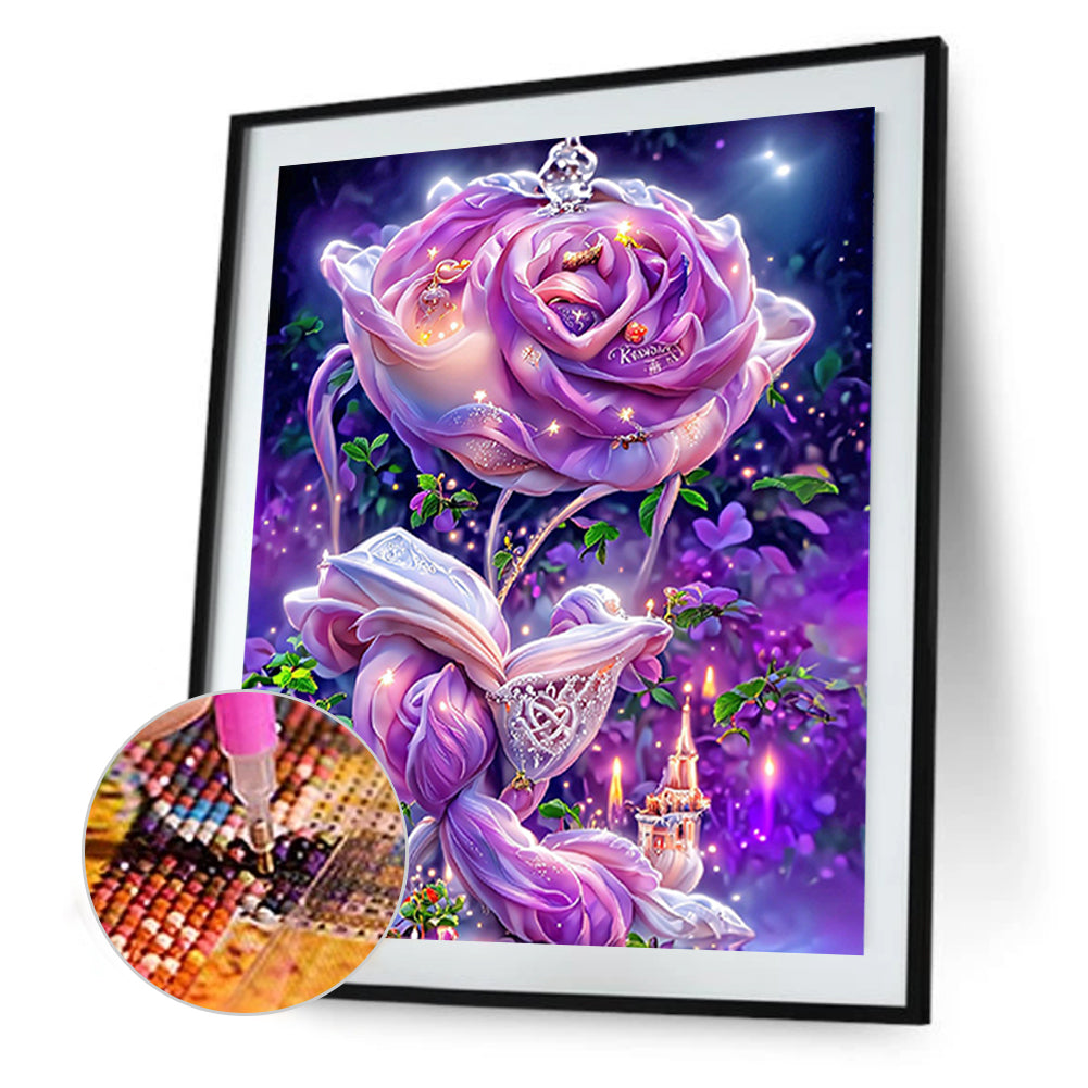 Purple Rose Fantasy - Full Round Drill Diamond Painting 30*40CM