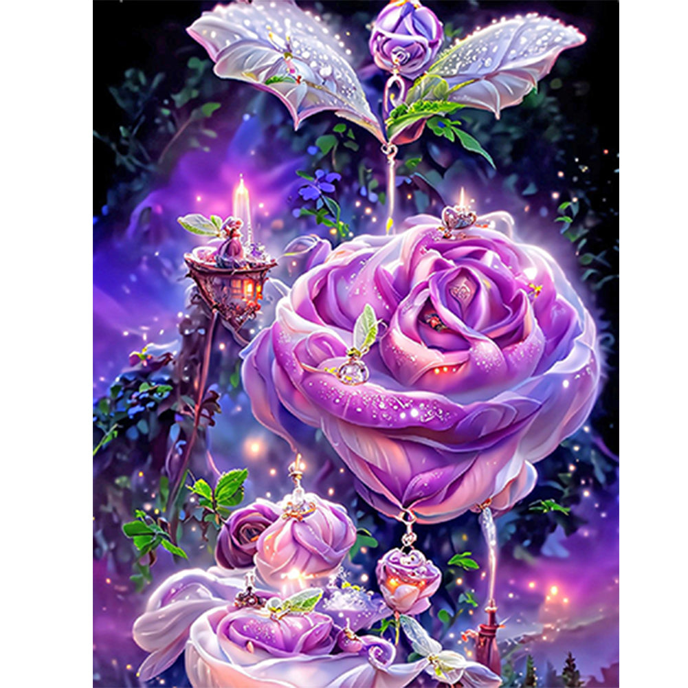 Purple Rose Fantasy - Full Round Drill Diamond Painting 30*40CM