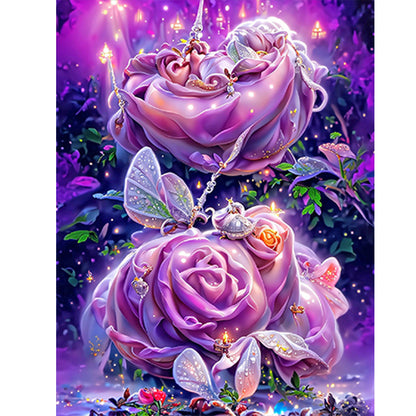 Purple Rose Fantasy - Full Round Drill Diamond Painting 30*40CM