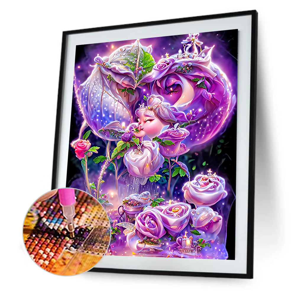 Purple Rose Fantasy - Full Round Drill Diamond Painting 30*40CM