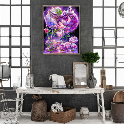 Purple Rose Fantasy - Full Round Drill Diamond Painting 30*40CM