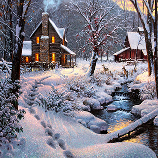 Winter Cabin - Full Square Drill Diamond Painting 50*50CM