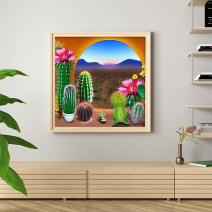 Desert Cactus - Full Round Drill Diamond Painting 30*30CM