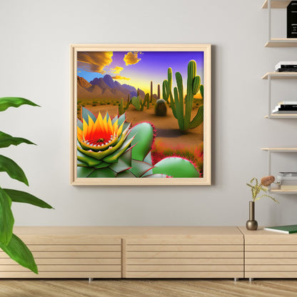 Desert Cactus - Full Round Drill Diamond Painting 30*30CM