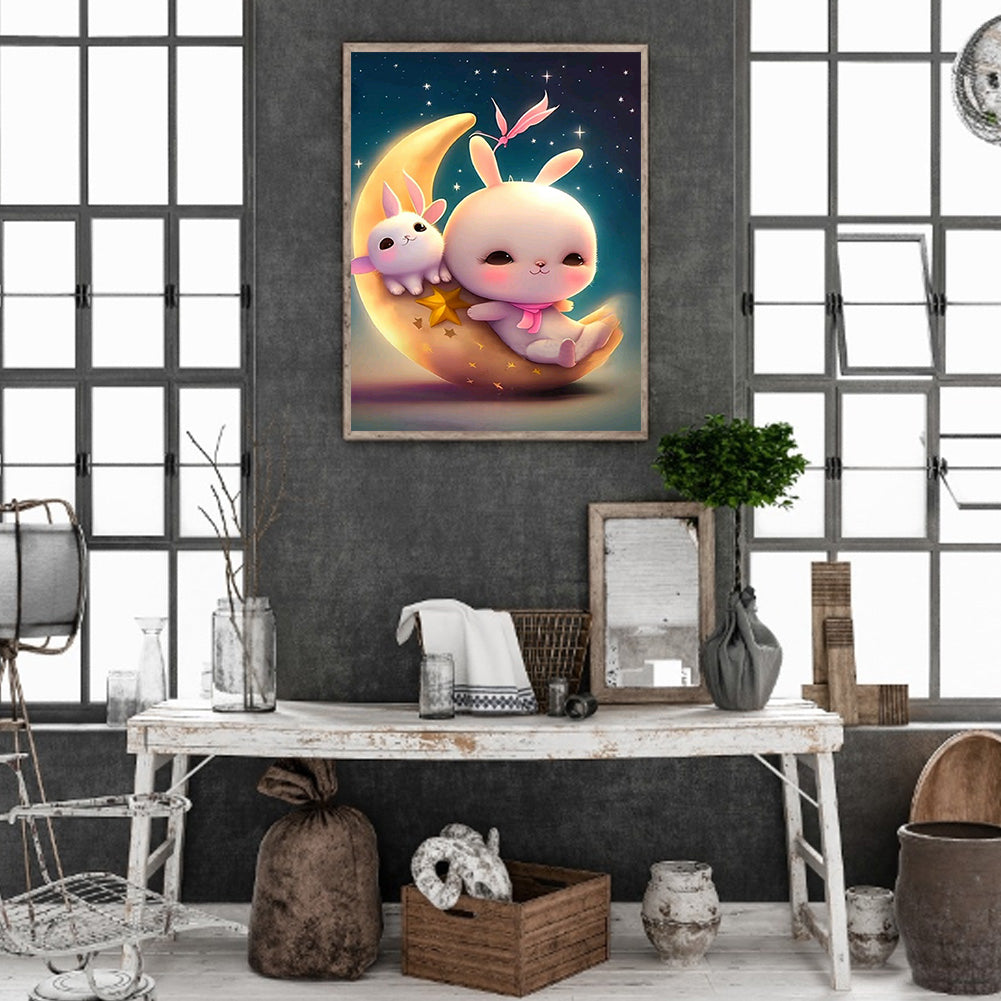 Moonlight Rabbit - Full Round Drill Diamond Painting 30*40CM