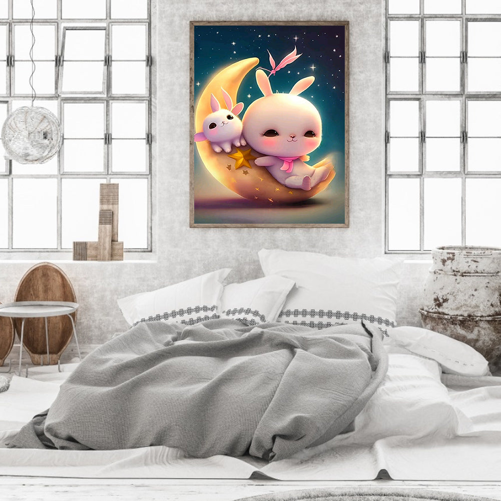Moonlight Rabbit - Full Round Drill Diamond Painting 30*40CM