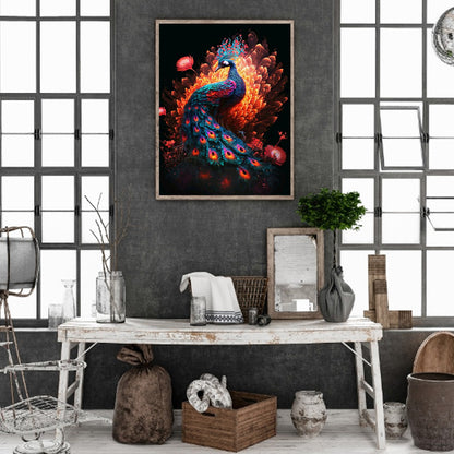 Glowing Peacock In The Dark - Full Round Drill Diamond Painting 30*40CM