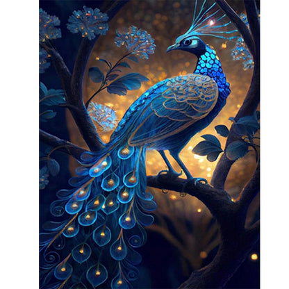 Glowing Peacock In The Dark - Full Round Drill Diamond Painting 30*40CM