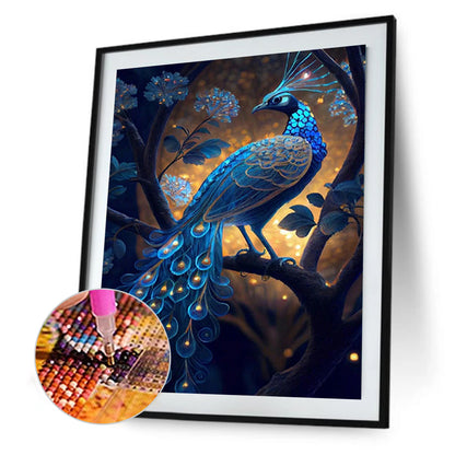 Glowing Peacock In The Dark - Full Round Drill Diamond Painting 30*40CM