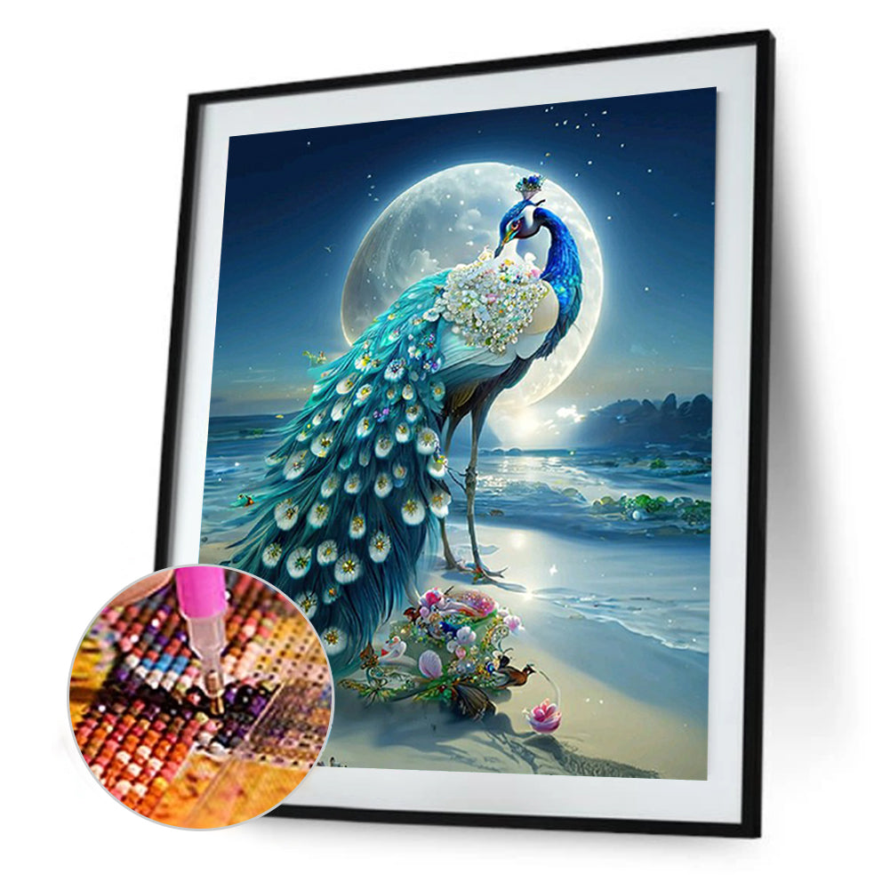 Gorgeous Peacock - Full Round Drill Diamond Painting 30*40CM