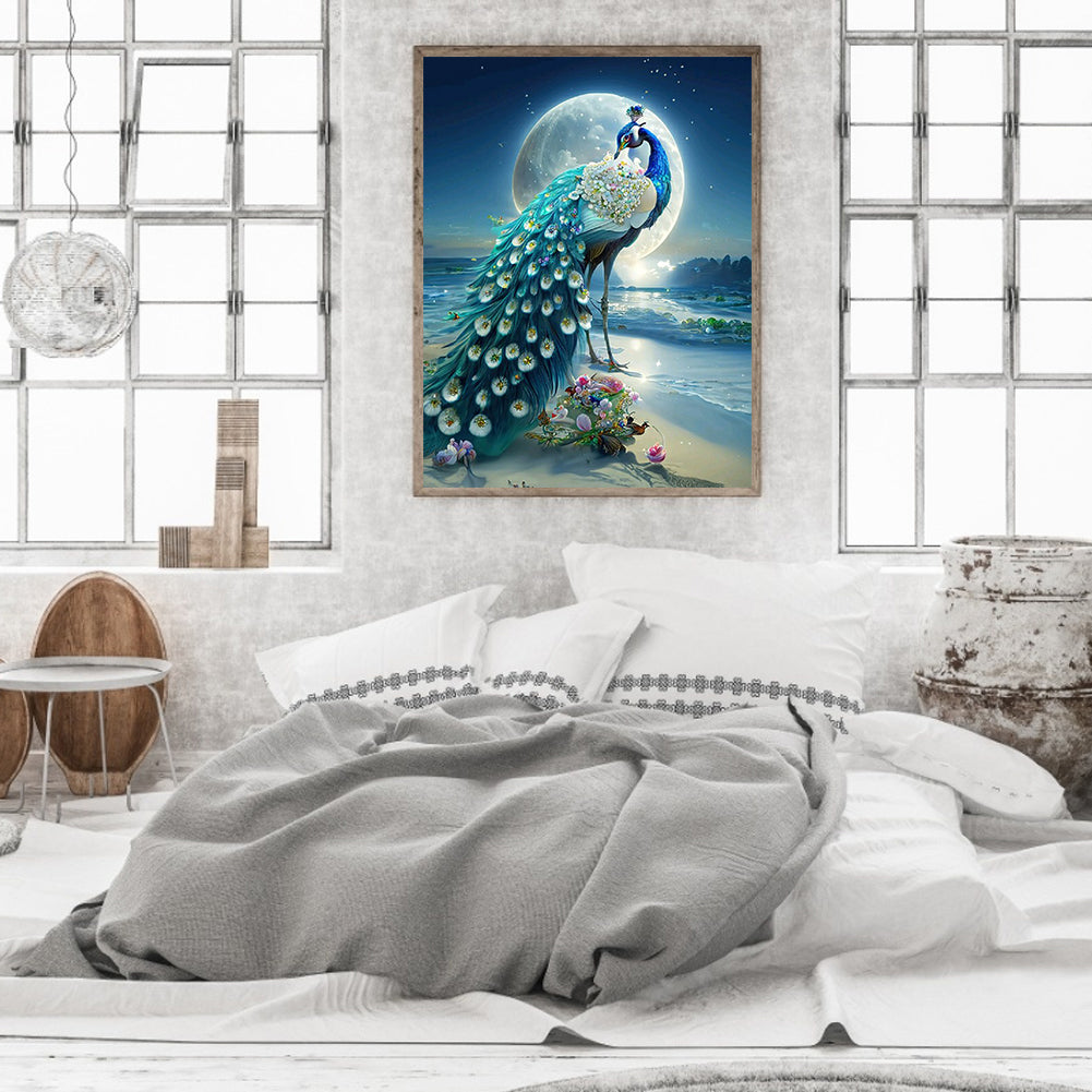 Gorgeous Peacock - Full Round Drill Diamond Painting 30*40CM