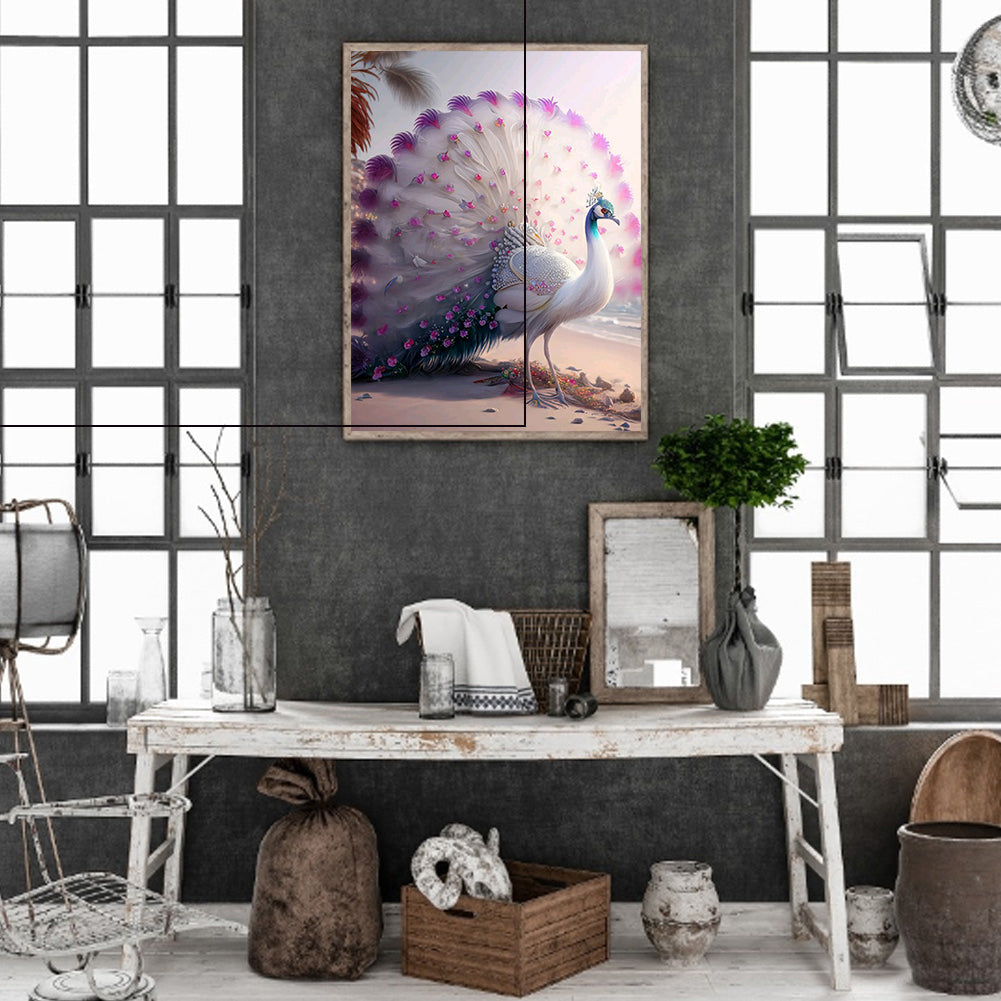 Gorgeous Peacock - Full Round Drill Diamond Painting 30*40CM