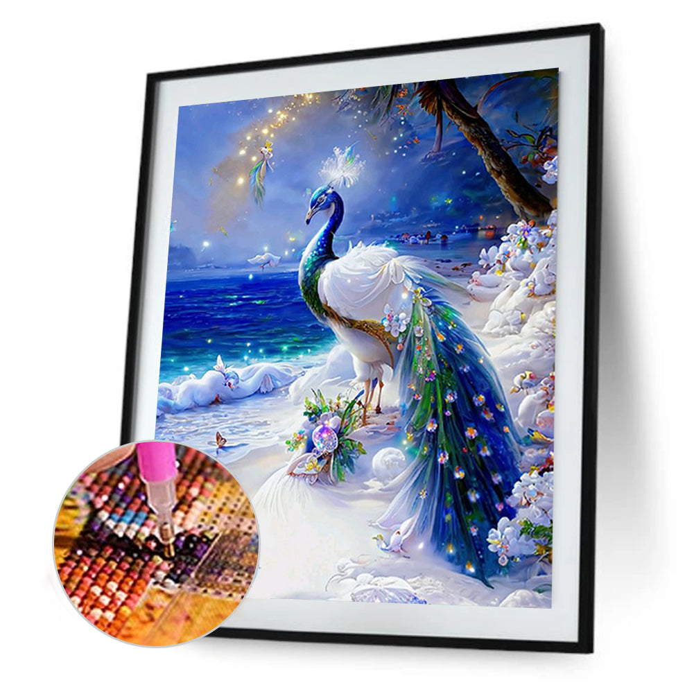 Gorgeous Peacock - Full Round Drill Diamond Painting 30*40CM