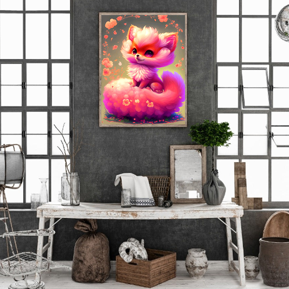 Fantasy Pink Fox - Full Round Drill Diamond Painting 30*40CM