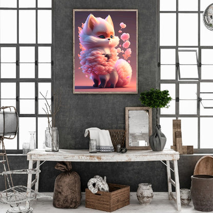 Fantasy Pink Fox - Full Round Drill Diamond Painting 30*40CM