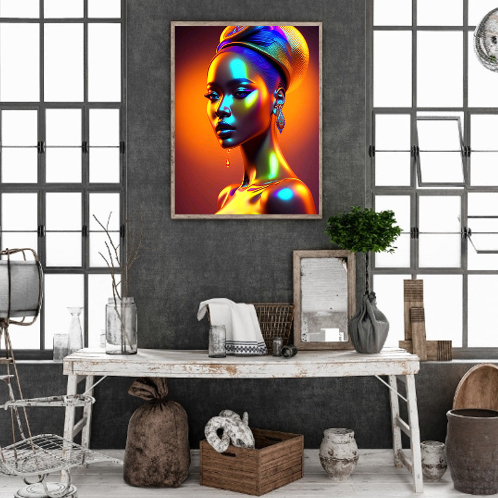 Colorful Indian Woman - Full Round Drill Diamond Painting 30*40CM