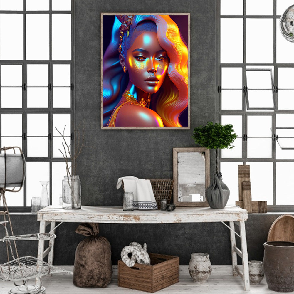 Colorful Indian Woman - Full Round Drill Diamond Painting 30*40CM