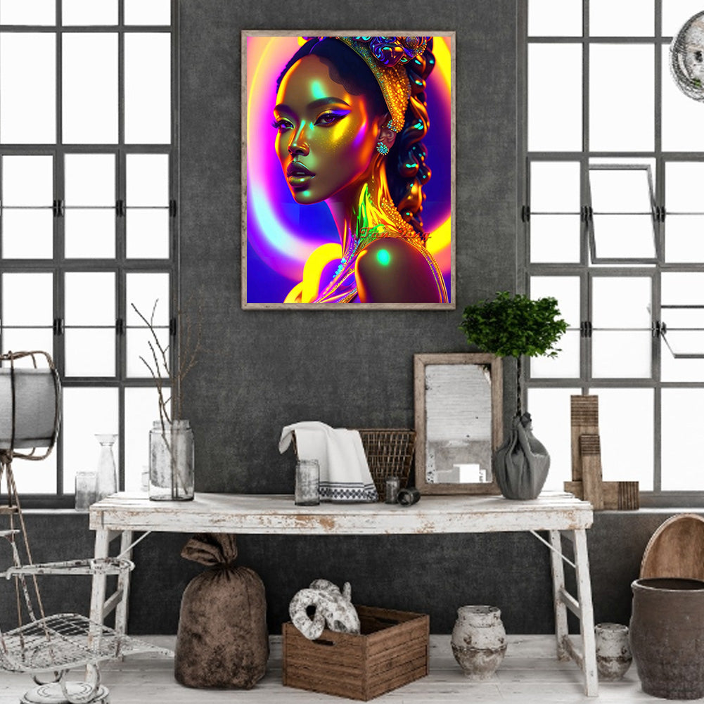 Colorful Indian Woman - Full Round Drill Diamond Painting 30*40CM