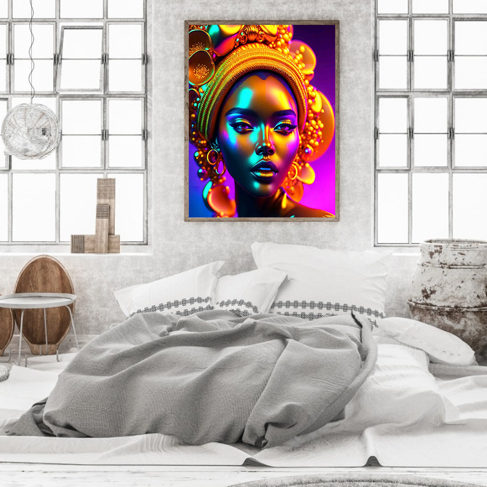 Colorful Indian Woman - Full Round Drill Diamond Painting 30*40CM