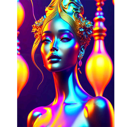 Colorful Indian Woman - Full Round Drill Diamond Painting 30*40CM