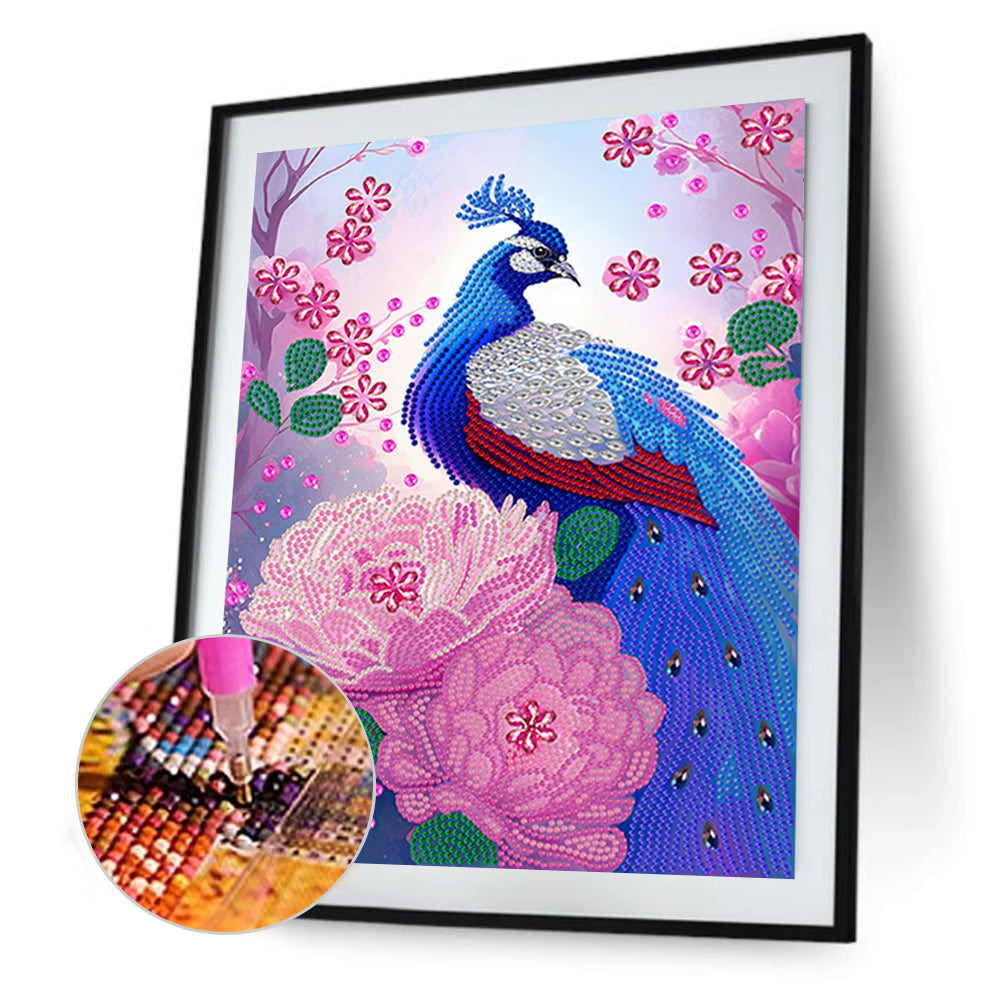 Gorgeous Peacock - Special Shaped Drill Diamond Painting 30*40CM