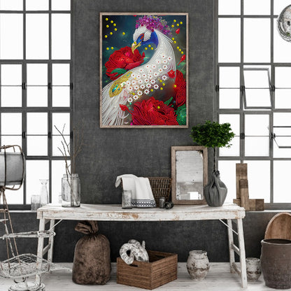 Gorgeous Peacock - Special Shaped Drill Diamond Painting 30*40CM