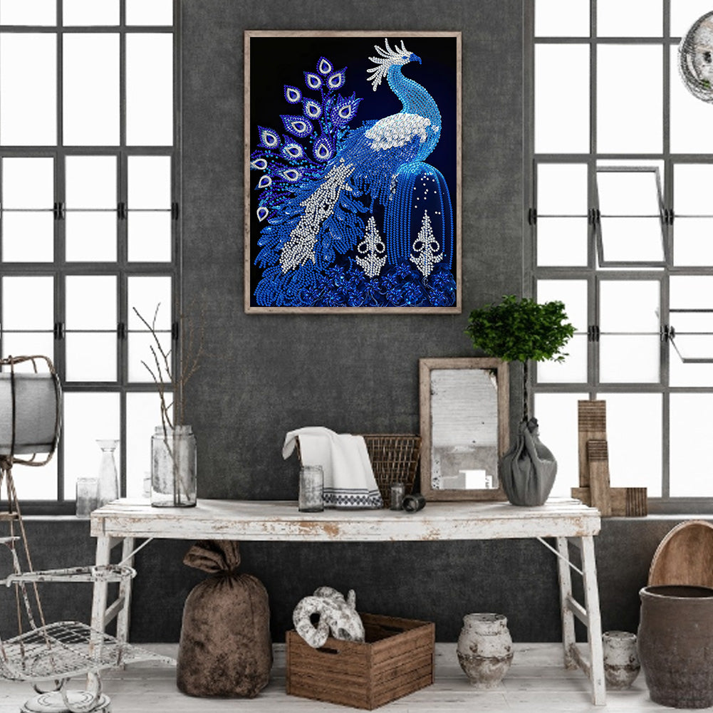 Gorgeous Peacock - Special Shaped Drill Diamond Painting 30*40CM