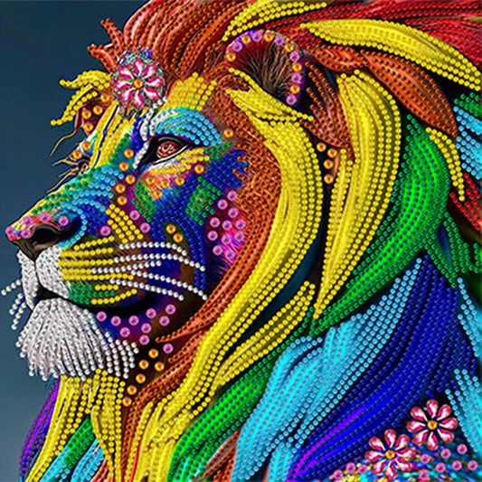 Colorful Lion Head - Special Shaped Drill Diamond Painting 30*30CM