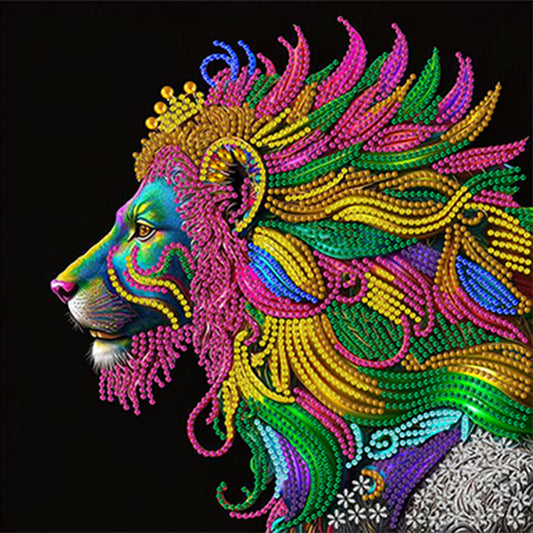 Colorful Lion Head - Special Shaped Drill Diamond Painting 30*30CM