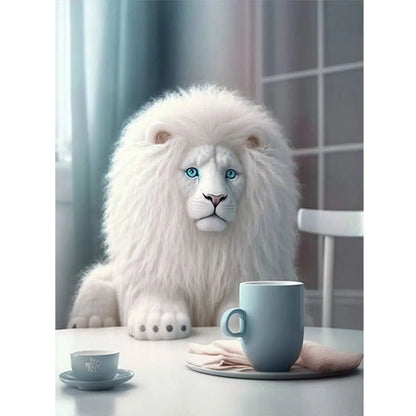 Dumb White Lion - Full Round Drill Diamond Painting 30*40CM
