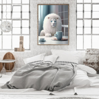 Dumb White Lion - Full Round Drill Diamond Painting 30*40CM
