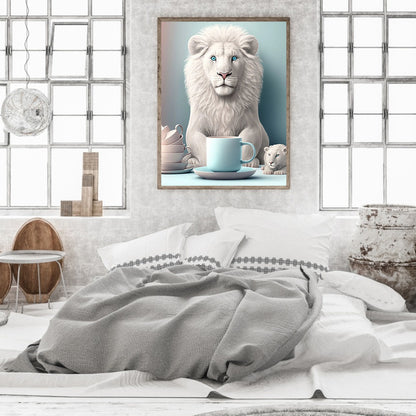Dumb White Lion - Full Round Drill Diamond Painting 30*40CM
