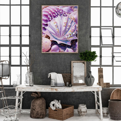 Fantasy Purple Shell - Special Shaped Drill Diamond Painting 30*40CM
