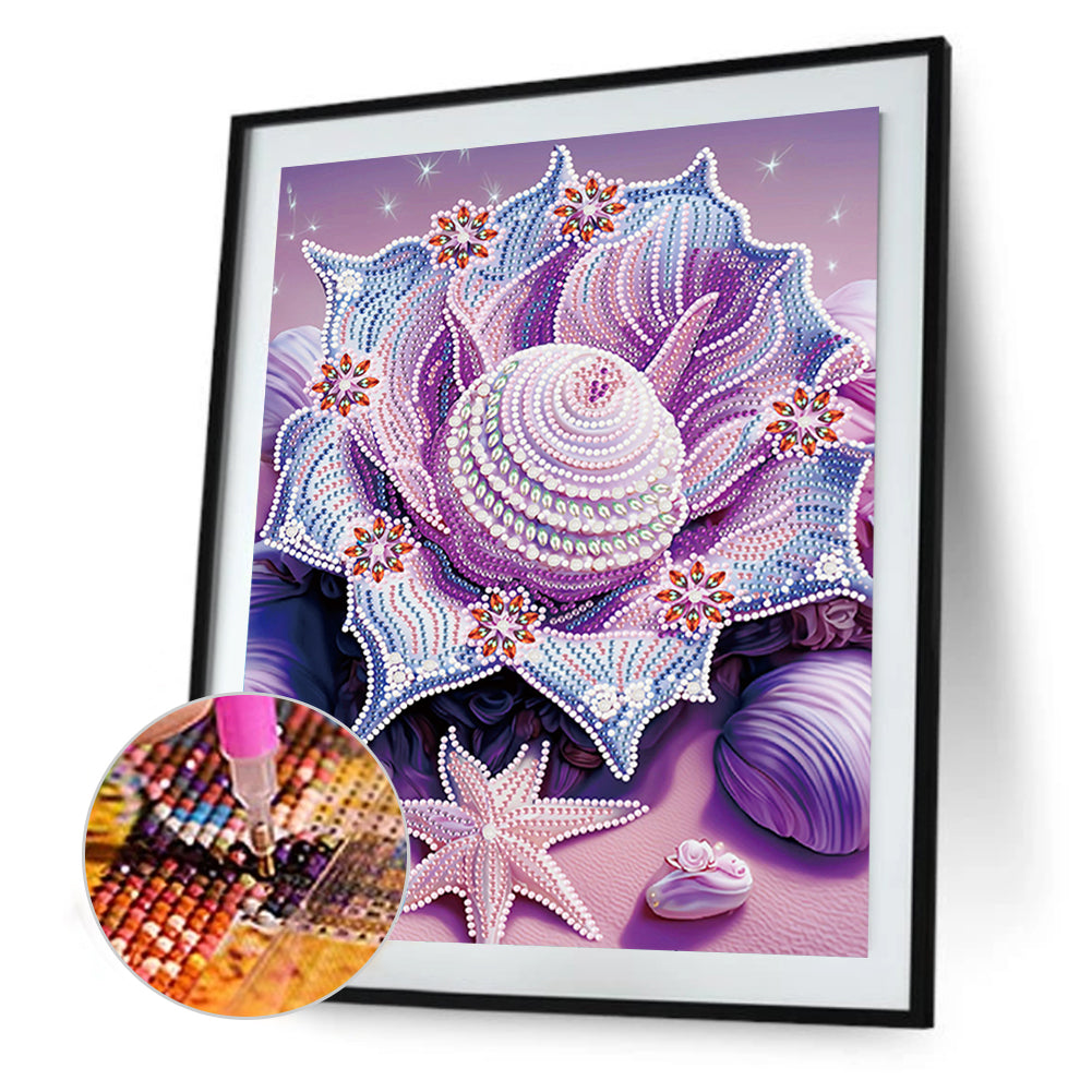 Fantasy Purple Shell - Special Shaped Drill Diamond Painting 30*40CM