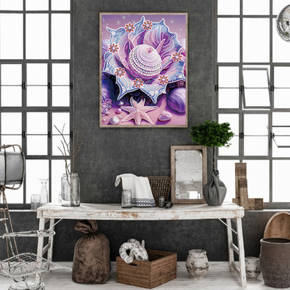 Fantasy Purple Shell - Special Shaped Drill Diamond Painting 30*40CM
