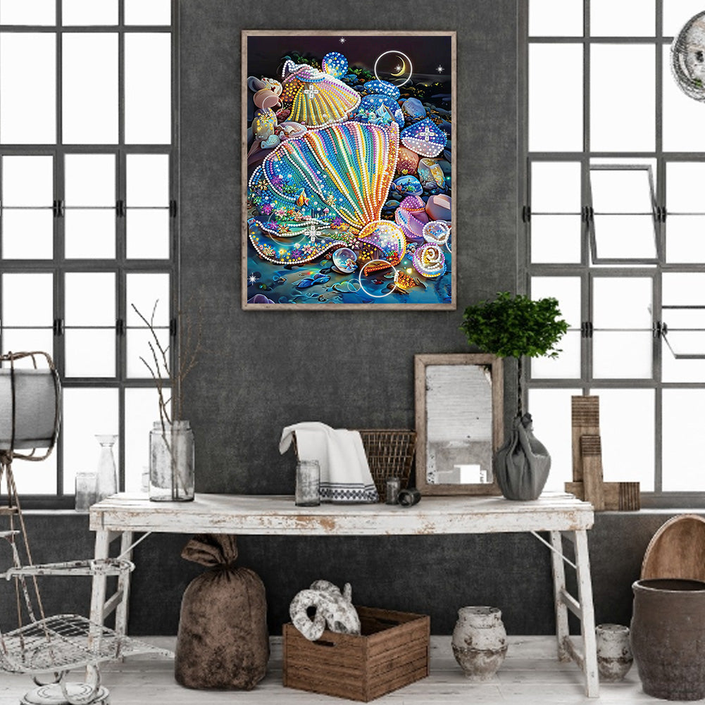 Fantasy Colorful Shells - Special Shaped Drill Diamond Painting 30*40CM